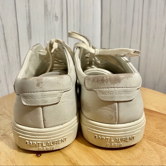 Saint Laurent White Lace Up Sneakers Women 7.5 - Picture 3 of 10